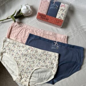 Pack de 3 culottes en coton à fleurs bleu foncé