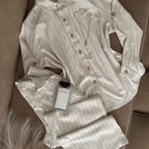Ensemble Rayé Manches Longues 85% coton 15% Lin