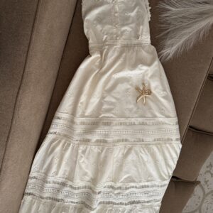 Robe Longue à Bretelles en Broderie Anglaise 100% coton