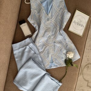 Ensemble Gilet Brodé Mi-Long