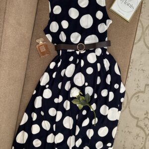Robe Midi Trapèze à Gros Pois