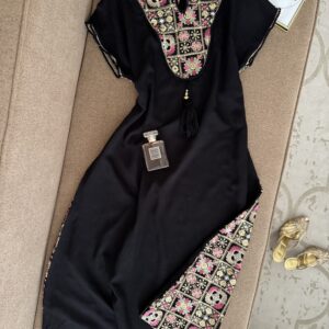 Robe Midi Daraa Dos Brodé Noir
