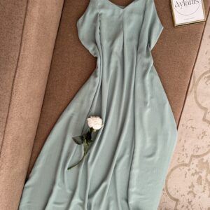 Robe Longue Unie Évasée avec Crochets