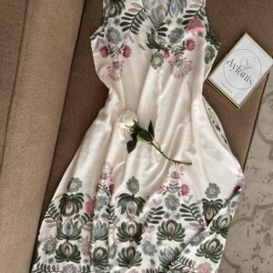 Robe Tiramisu Mi-Longue Fleurie