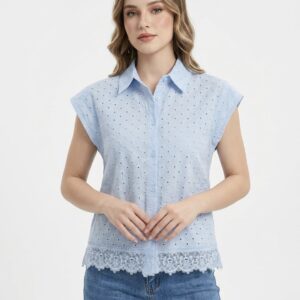 Chemisier en Broderie Anglaise et bas Dentelle 90% coton