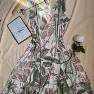 Robe Évasée Imprimé Feuillage 95% Polyster