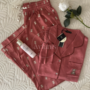 Pyjama Tress Satin Pantalon Imprimé Nounours